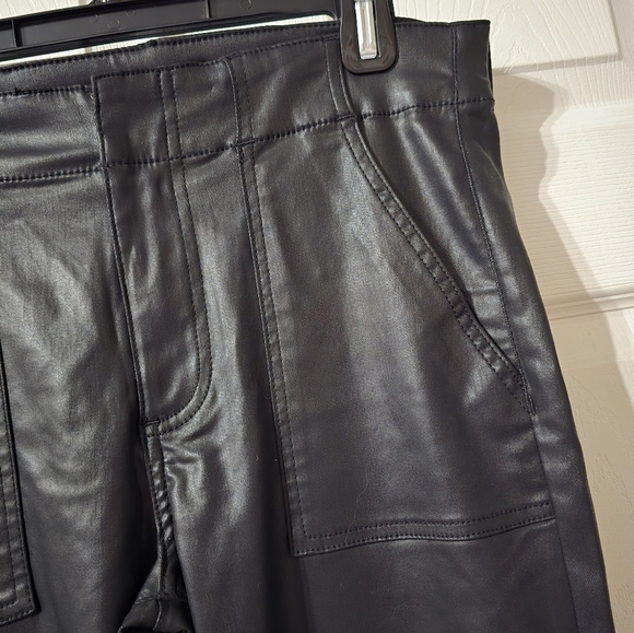 KUT Reese Ankle Straight Coated Black Trouser Pants, Mid-Rise, Flat Front, EUC! - Picture 5 of 16